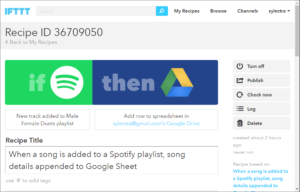 IFTTT music geek example